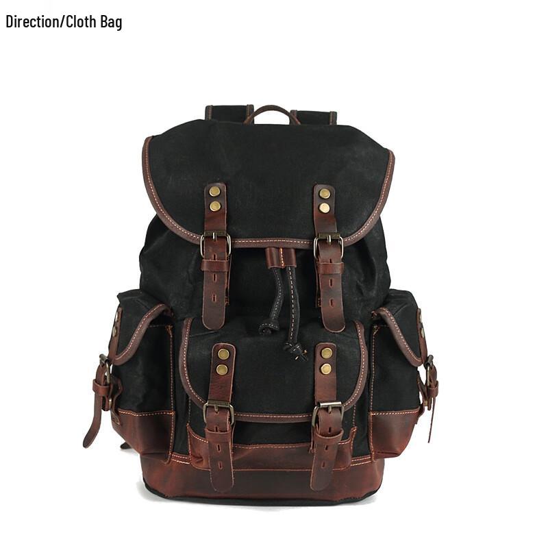 Li Shen Outdoor Canvas Leather Backpack
