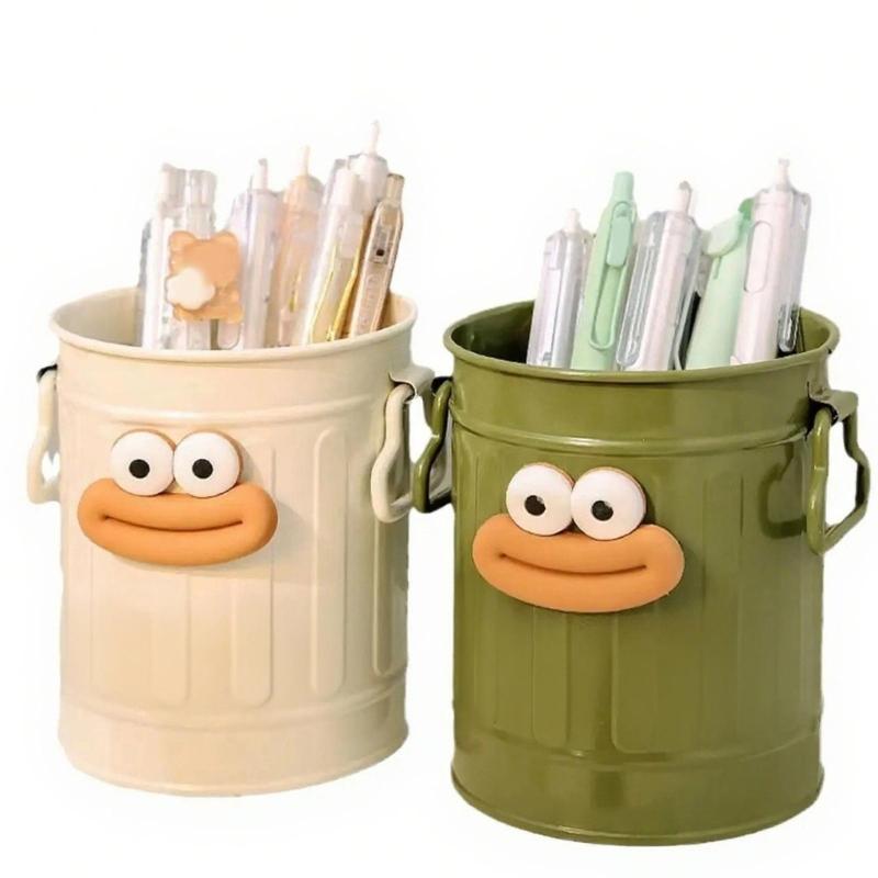 2Pcs Cartoon Pen Cup Multipurpose Desk Pen Organiser Case Makeup Brush Storage Container Office Desk Accessories