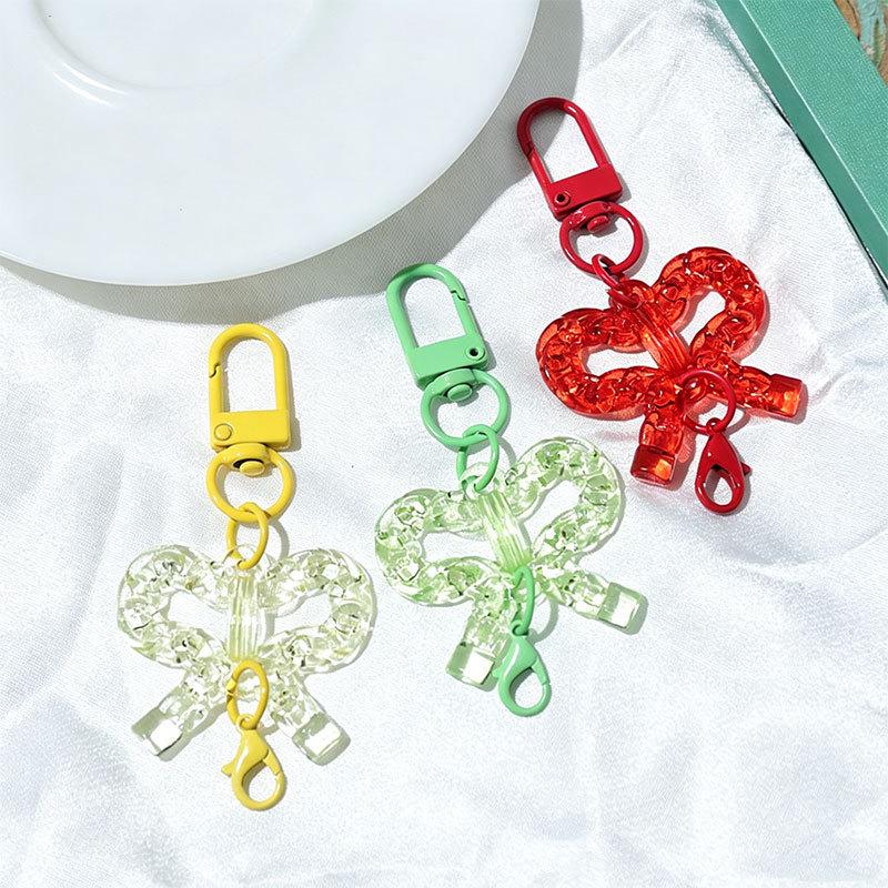 Transparent Acrylic Bow Keyring for Girls' Bags - DIY Pendant Accessory Small Gift