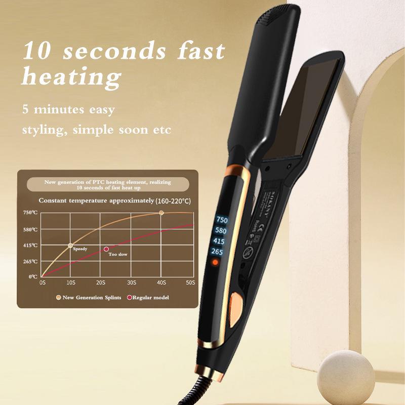 LCD Display Curling and Straightening Iron for Hair Styling
