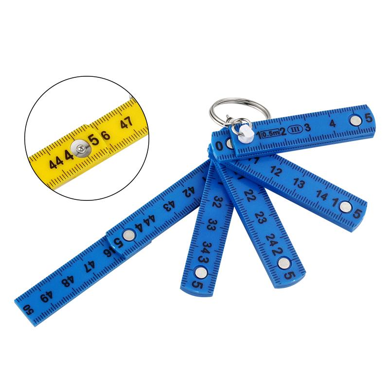 0.5m 10-Fold Plastic Ruler Portable Keychain Foldable Ruler Anti Pinch Double-sided Scale Craft Gift Folding Ruler