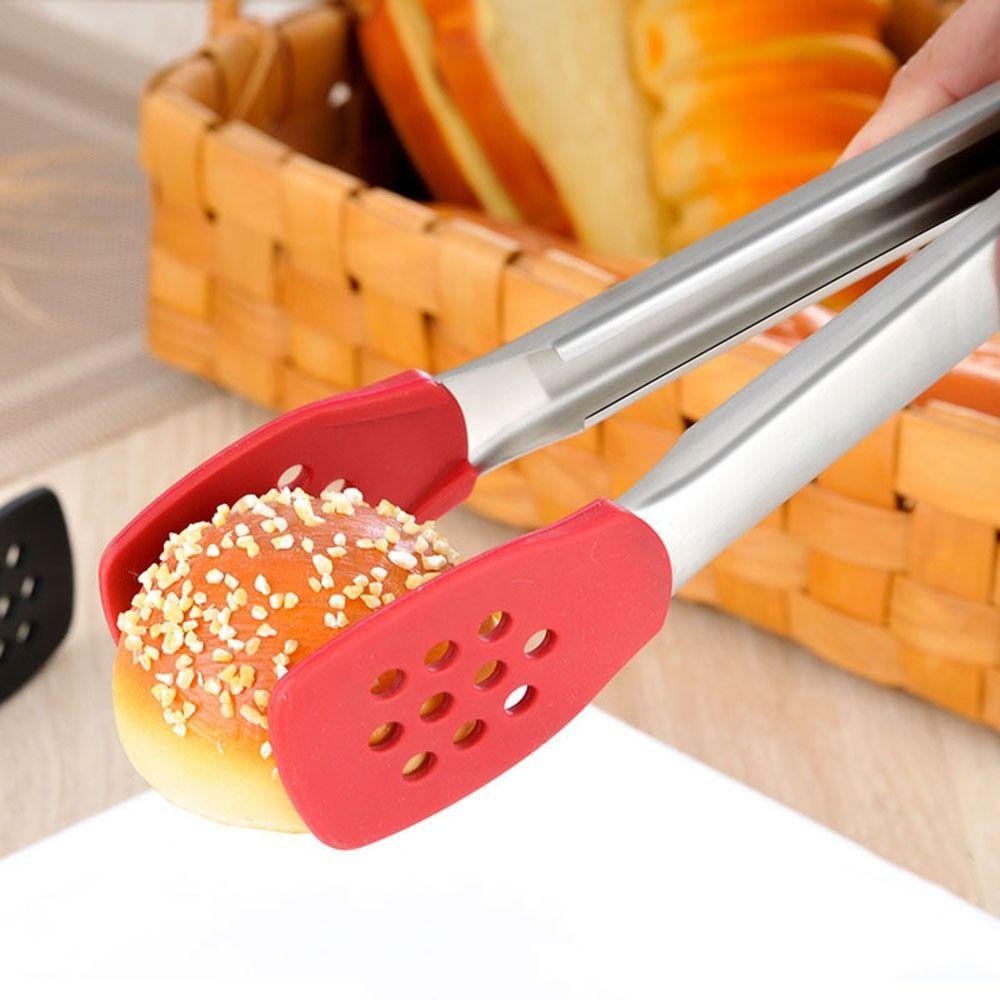 Silicone Head BBQ Grilling Tongs Food Grade Stainless Steel Tongs Kitchen Use