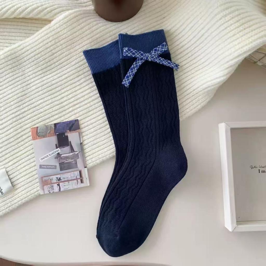 Korean Tibetan Youth College Style, Bow Socks, Small Flower Buttons, Bubble Mouth, Lace Jewelry Socks