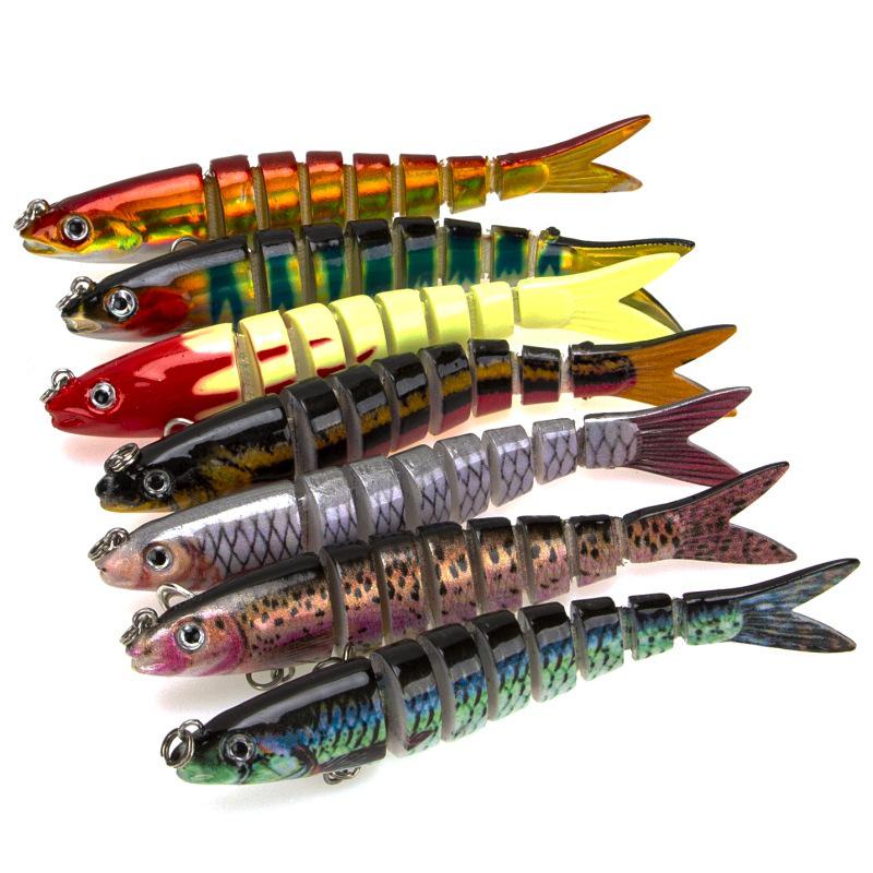 Multi-color 9cm/7g Bionic Multi-jointed Fish Lure with Rattling Beads for Sea Fishing.