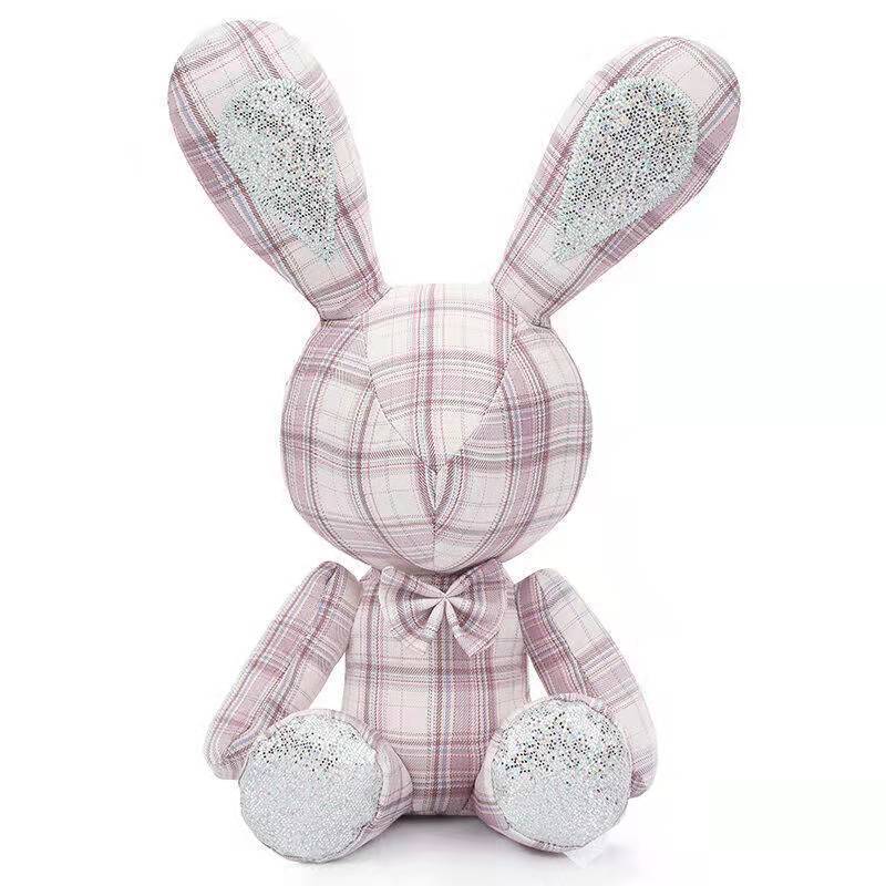 Toy Plush Plaid Rabbit Doll Bedroom Decorate The Living Room Fashionable Cute