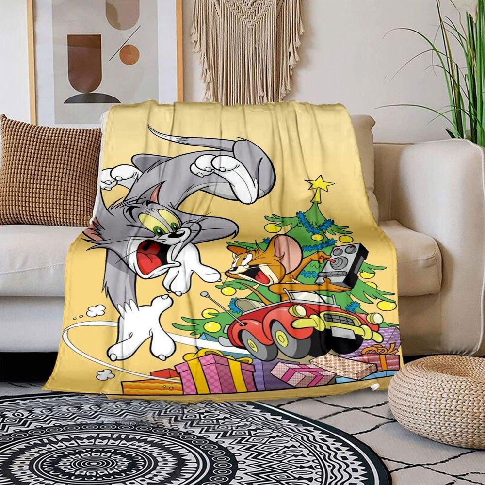 

Tom & Jerry Christmas PosterBlanket Flannel Throw Blanket for Sofa, Bed, Travel, Camping, Office 100x150cm