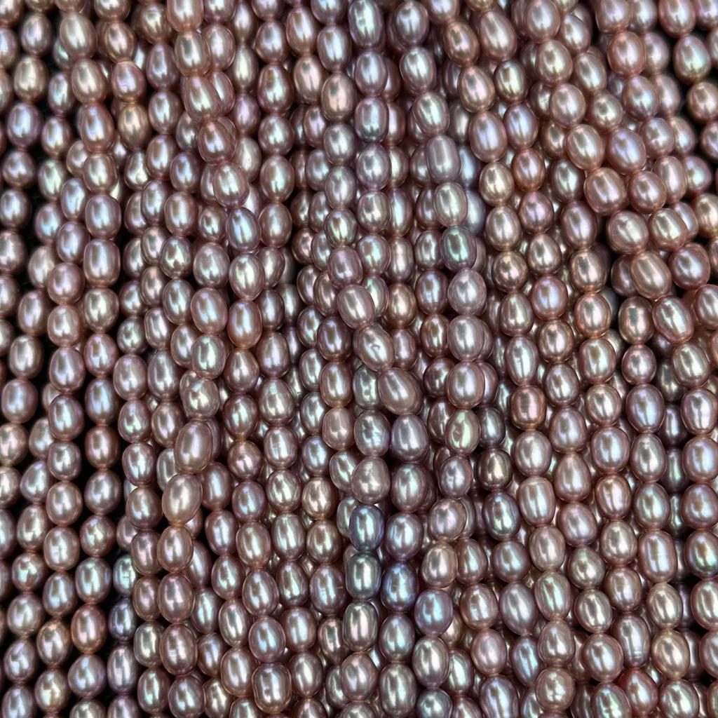 1 Strand Natural Rice Freshwater Pearl Beads 5-6mm Oval White Pearls 36cm for DIY Bracelet Necklace Jewelry Making
