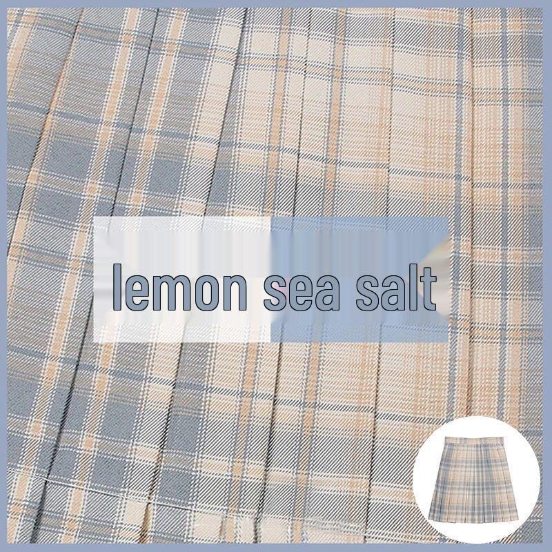 Japanese JK Sailor Suit: Teen Spring/Summer Full Set with Embroidered Shirt & Pleated Grid Skirt