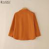 ZANZEA Women Turn Down Collar Solid Color Casual 3/4 Sleeve Blouse