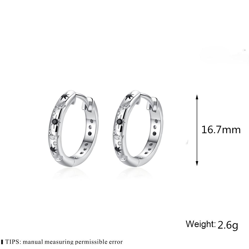 Black Awn New Classic Silver Color Round Trendy Spinel Engagement Hoop Earrings for Women Jewelry I181