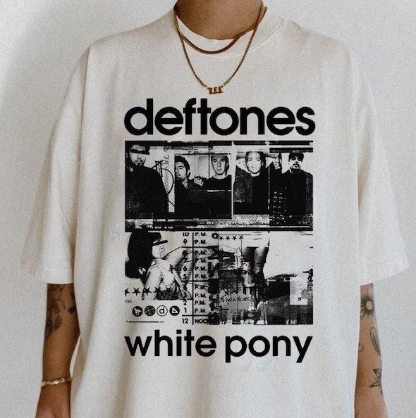 deftones ROCK BAND T-shirt white pony S