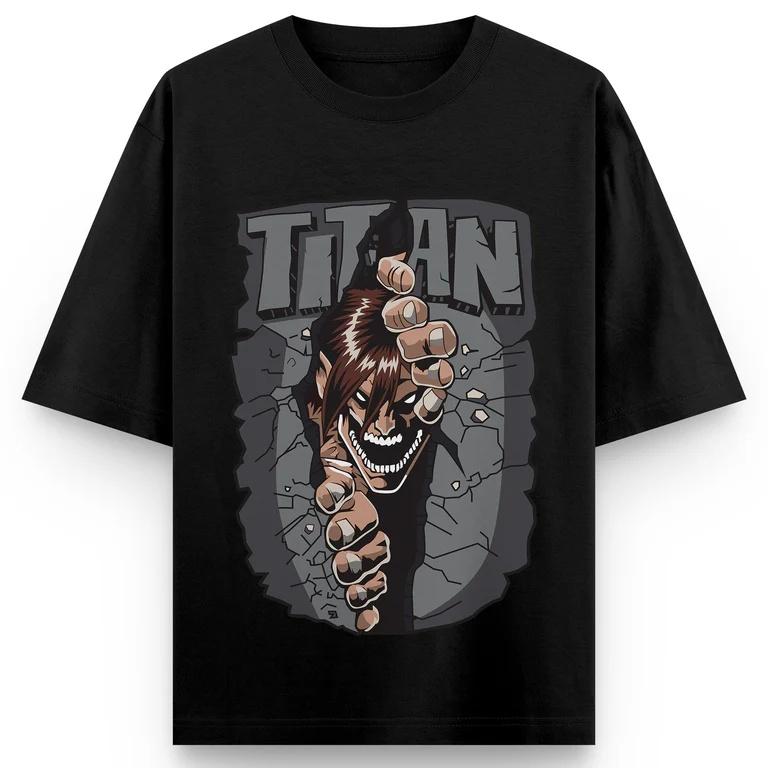Attack on Titan Anime Printing Oversized Cotton Tshirt Men and Women Harajuku Casual Y2K Summer Absorb Sweat Tees Streetwear