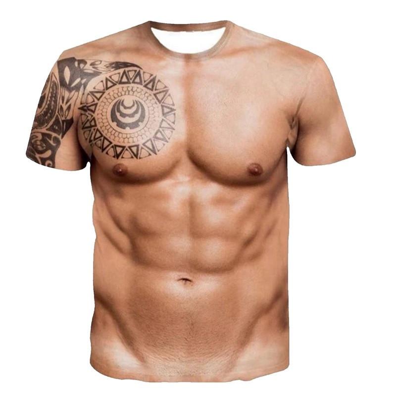 3d Print T Shirt For Men Funny Chest Hair Muscle Ugly Tee Tops Streetwear Weird Muscle Shirt