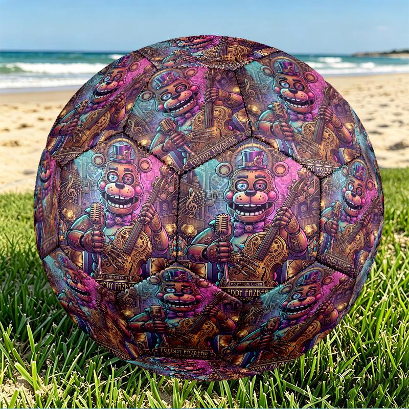 Five Nights at Freddy's Print Size 5 Soccer Ball, PU Wear Resistant Football for Match Training and Daily Practice, Birthday Gift for Soccer Fans