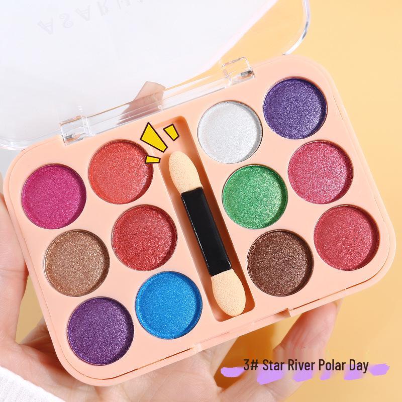Children's Day Sparkling Eyeshadow Palette - Pearlescent Glitter In Blue, Green, Purple for Stage Makeup