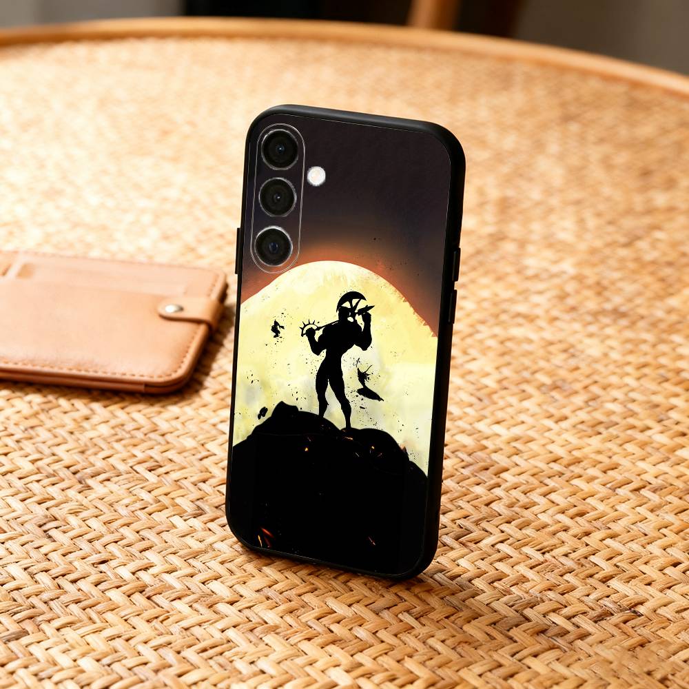 E-Escanor S-Sun Cartoon Phone Case For Samsung  A73,72,71,A52,51,40,41,A22,A32,31,A13, Soft Black Shell