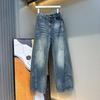 Full of Texture~ Exported Vintage Retro Autumn and Winter Jeans, Wide-Leg Fashion Straight-Cut Heavy-Duty Washed Pants