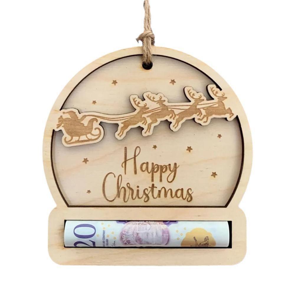Chocolate Storage Holder Christmas Money Holder Christmas Decor Reindeer Christmas Tree Ornament Card Hanging Decoration Wood