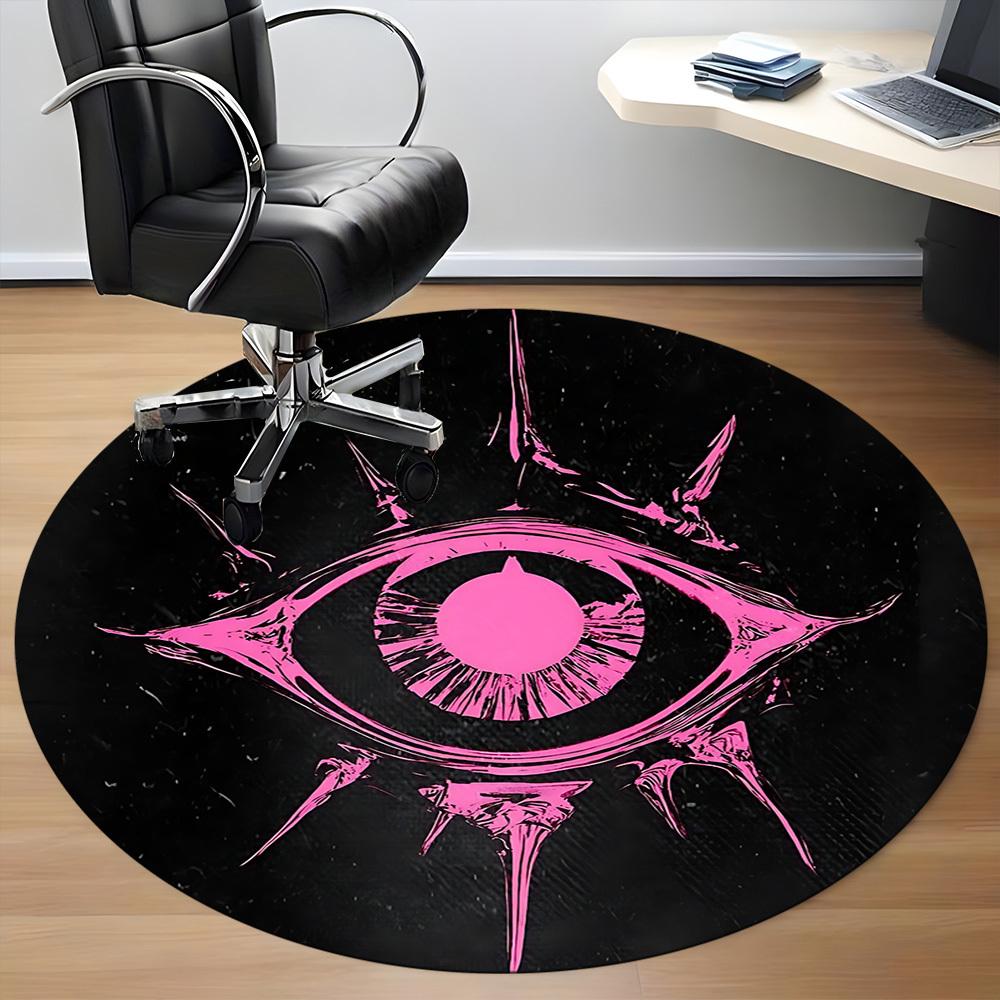 1pc Eye Symbol Office Round Area Rug, Indoor Mat Suitable ForOffice, Under Office Chairs Bedroom Living Room Home Decor, Room Deco T026