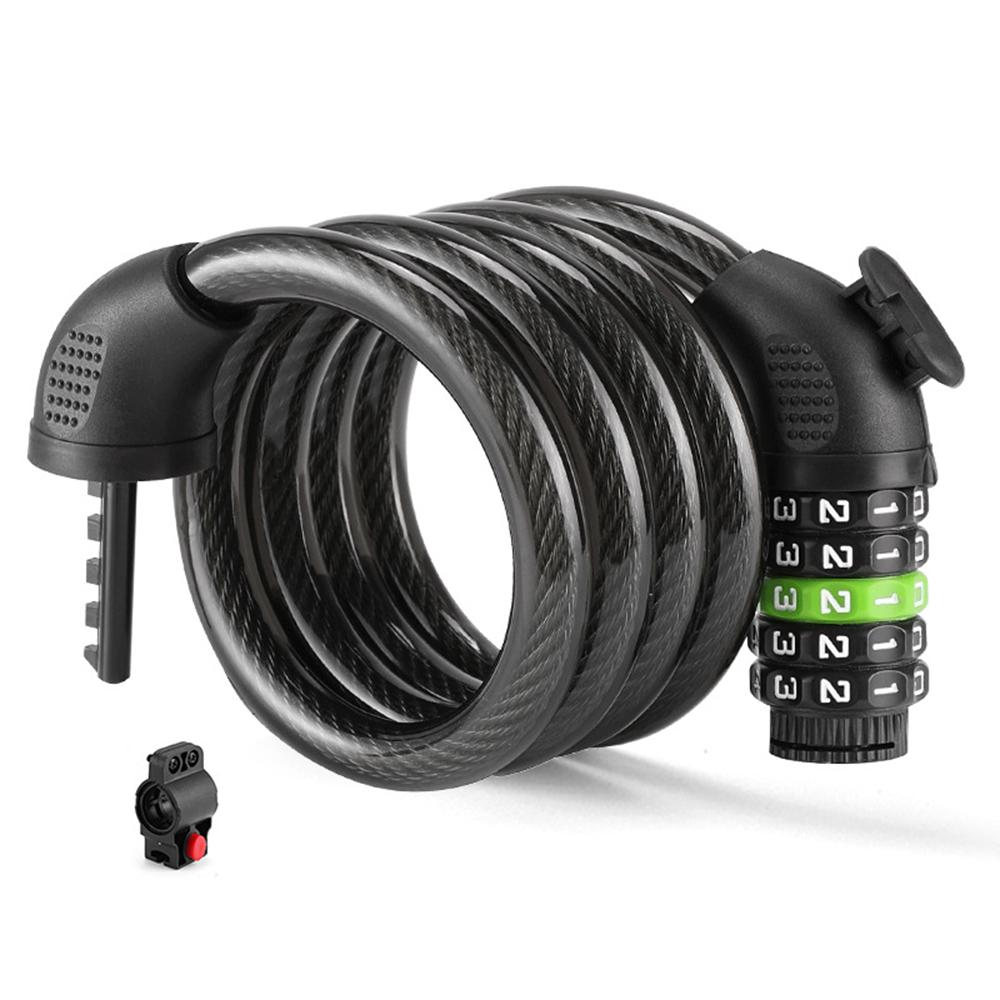 BENGGUO 5-stellige Zahlenschloss für Fahrräder, dickes Stahlkabel, Diebstahlschutz-Sicherheitsschloss mit Halterung