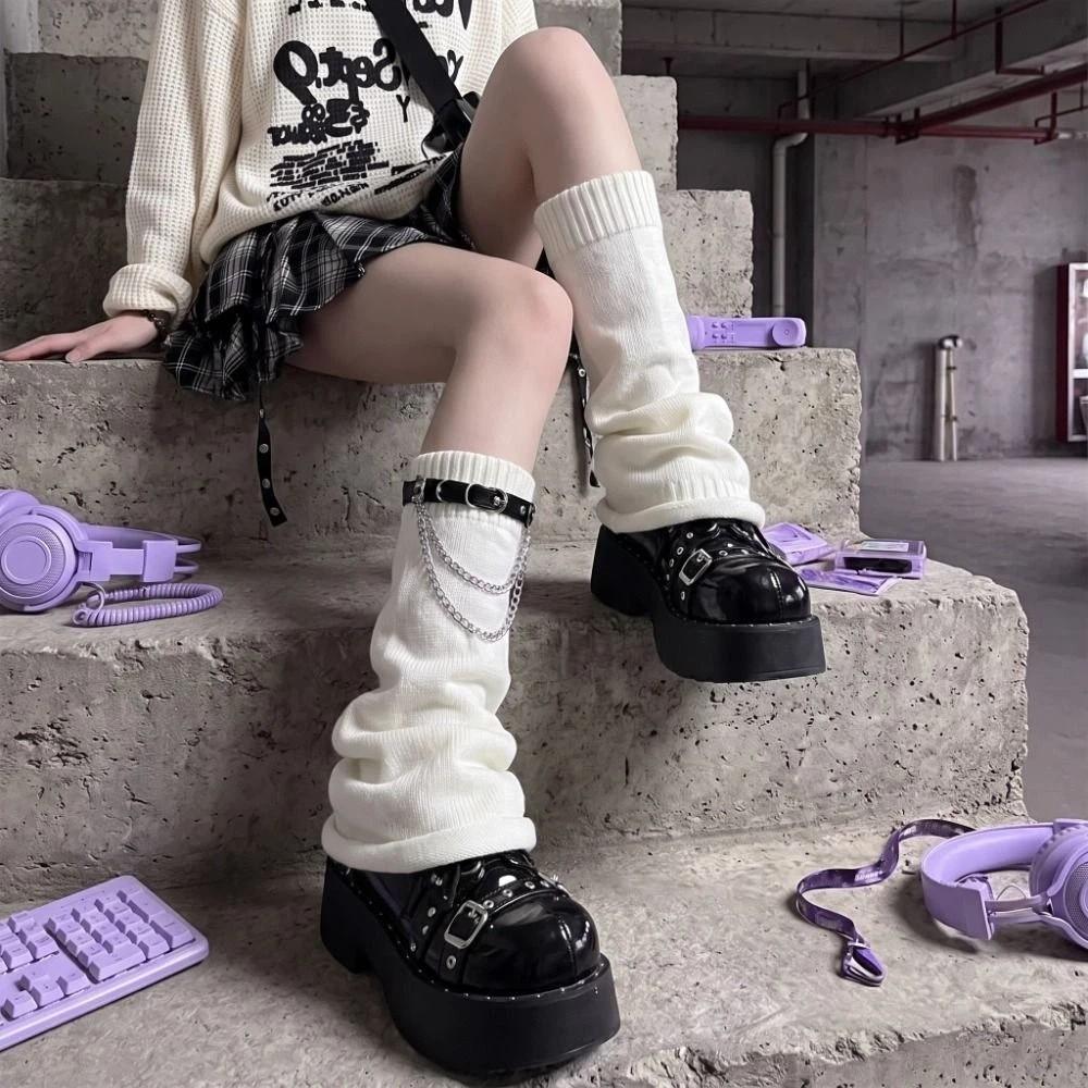 Knitted Y2k Leg Socks Lolita JK Leg Cover Spicy Girls Striped Leg Warmers Women