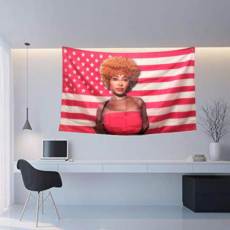 VIKAMA Ice Spice American Flag Tapestry American Rap Female Singer Trendy Hip Hop Living Room Decoration Home Decoration