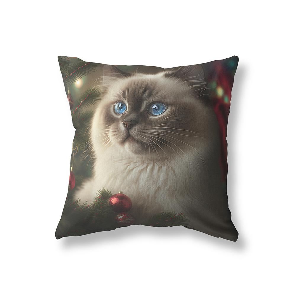 Merry Christmas Cute Dog Print Pattern Polyester Cushion Cover Home Living Room Sofa Decoration Square Pillow Pillow Cover