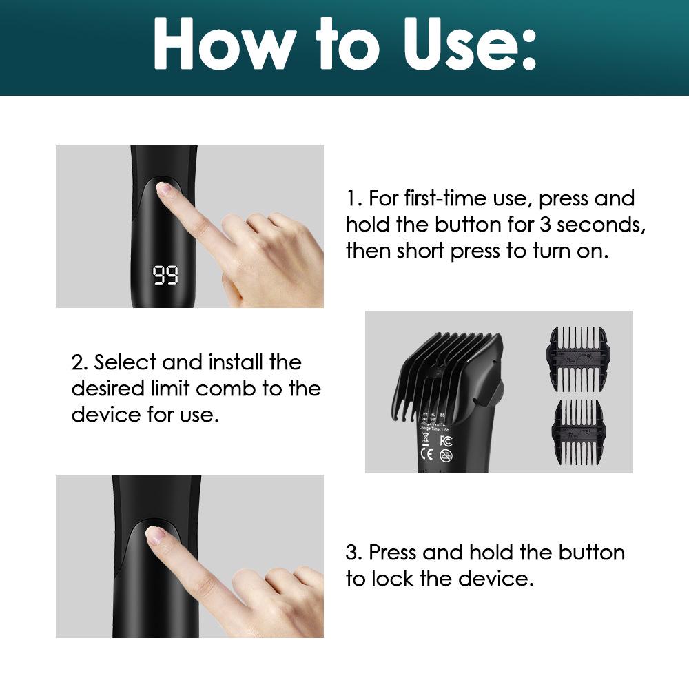 Rechargeable Smart Digital Display Men's Electric Shaver with Ceramic Blades for Whole Body