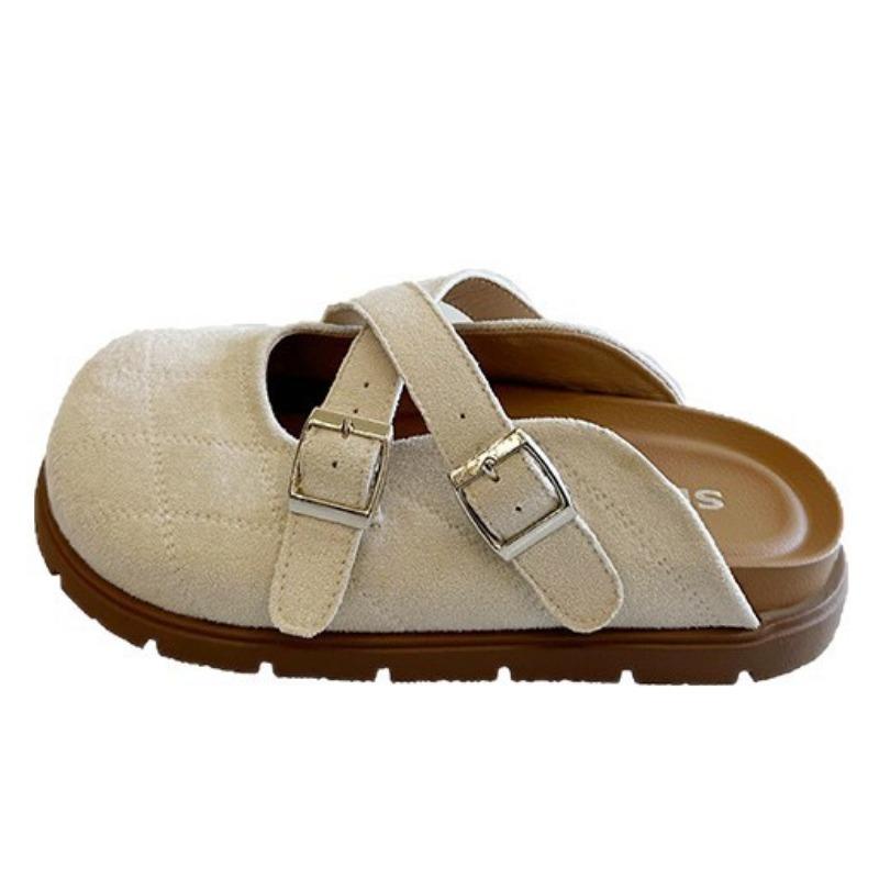 Thick bottom inner height increase girls summer new retro half bag head sandals wear retro bag head slippers women