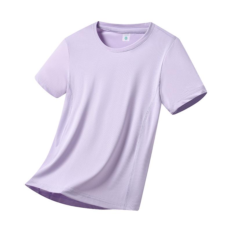 Sport-T-Shirt mit Netzstruktur, schnelltrocknend, aus Eis-Seide, kurzärmelig, Damen, halblang, Basisshirt