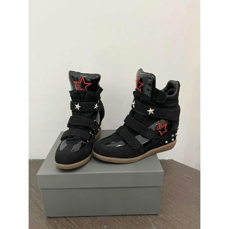Retro Soft High Top Casual Shoes Women's Star Rivet Thick Bottom Heightening Board Shoes Spring