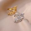 Adjustable Design Wheat Ear Leaf Rings Silver Color Leaves Ring Zircon Rings  Women's Jewelry