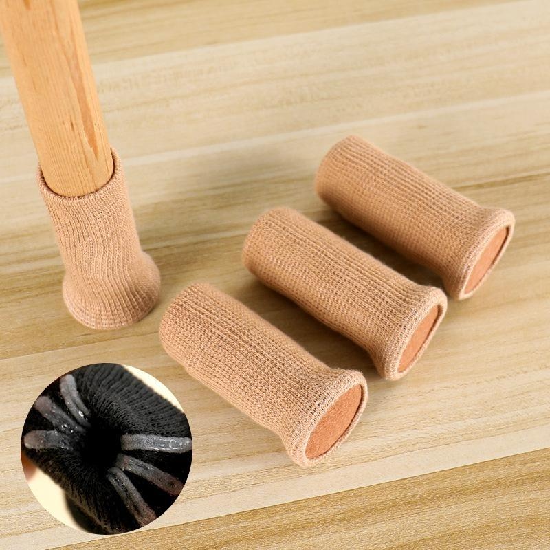 4 pezzi/set Calzini Silenziosi in Maglia per Gambe di Mobili Calze Elastiche per Piedi Protezioni per Pavimenti con Pastiglie Antiscivolo Copri Piedi Spessi per Sedie