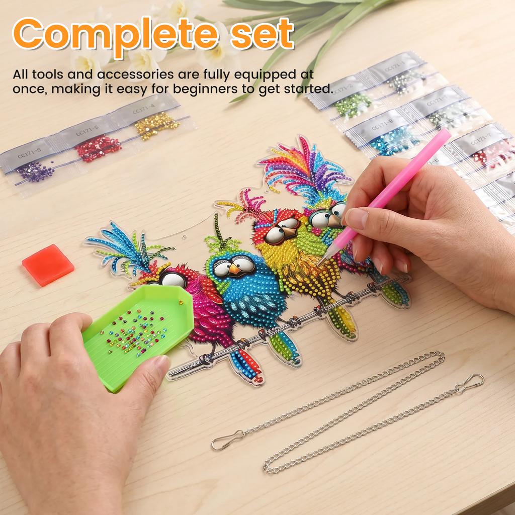 Bird Diamond Art Painting Hanging Double Sided Diamond Suncatchers Window Pendants Crafts Gift DIY Special Shaped Gem Wall Decor