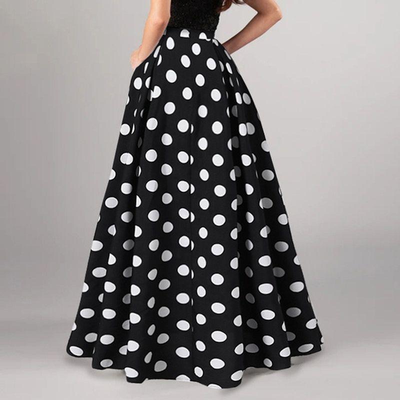 Autumn Big Swing Skirt2024 New Arrival Women's Clothing Fashion Retro Polka-Dot Long Dress Big Hem Skirt