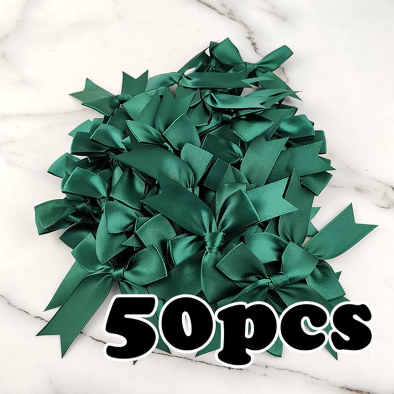 50pcs/bag 85*85mm Fresh Pink Ribbon Bows Small Size Satin Ribbon Bow Flower Craft Decoration Handwork DIY Party Decoration