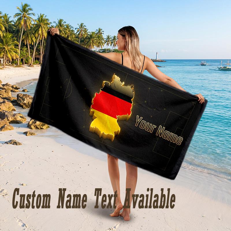 Germany National Football Team Design Beach Towel Custom Text Large Towel for Beach Vacation