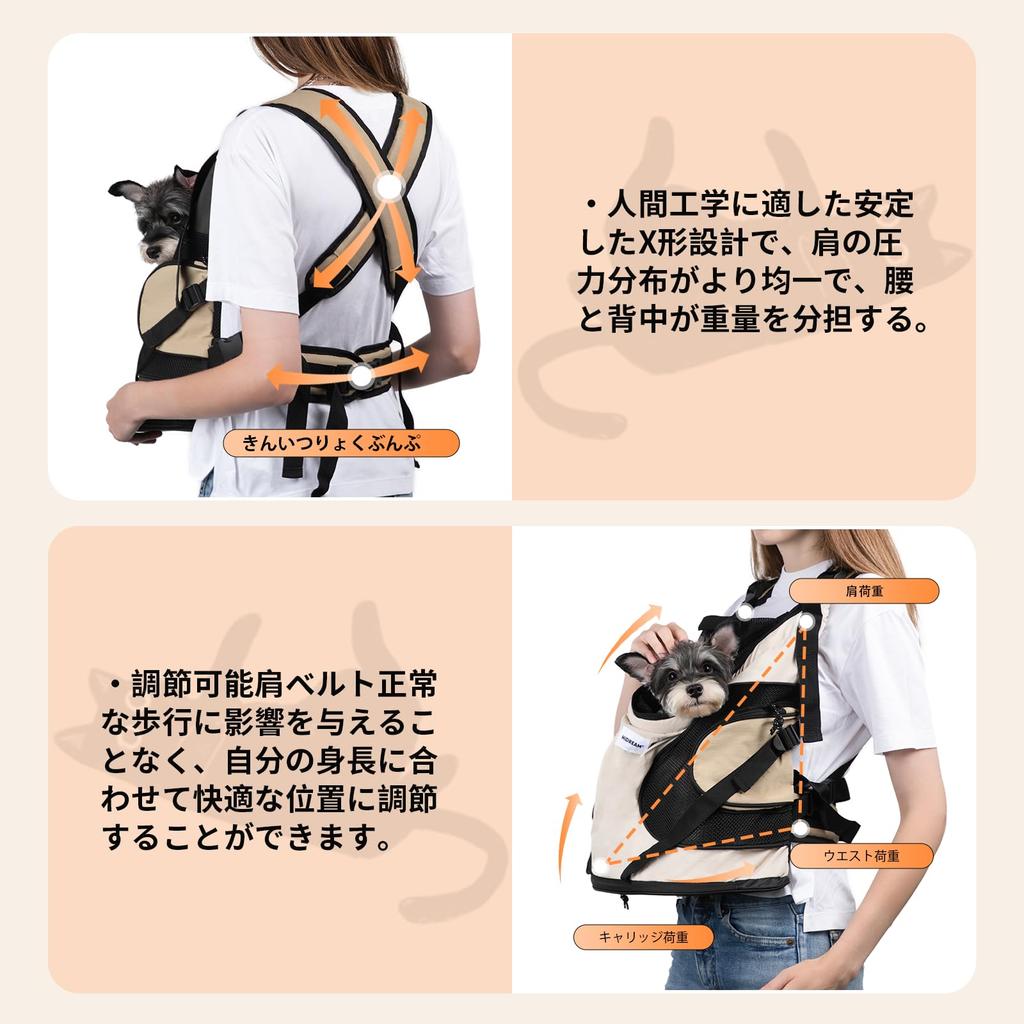 Dog and Cat Carrier Pet Backpack with Adjustable Shoulder Strap and Waterproof Nylon Easy To Perfect for Hospital and Emergency with Holds Up To Beige