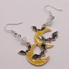 Creative Gothic Yellow Drip Glaze Crescent Moon Black Vampire Bat Dangle Earrings for Women Halloween Party Cute Jewelry Gifts