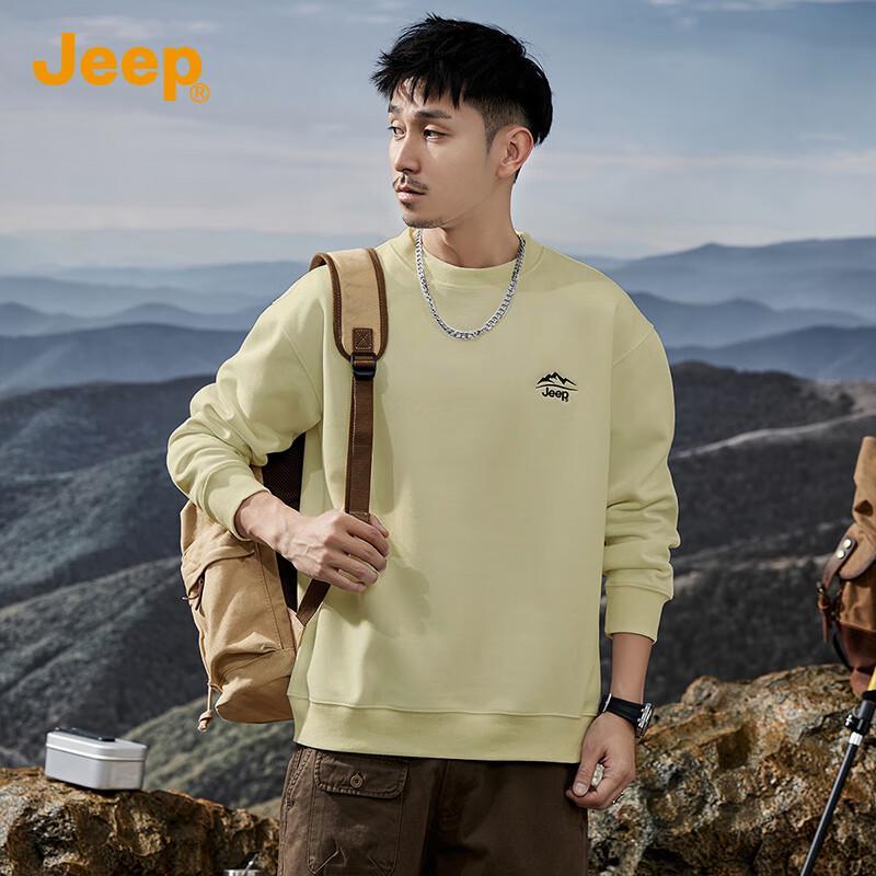 JEEP Men's Casual Loose Fit Round Neck Sweatshirt