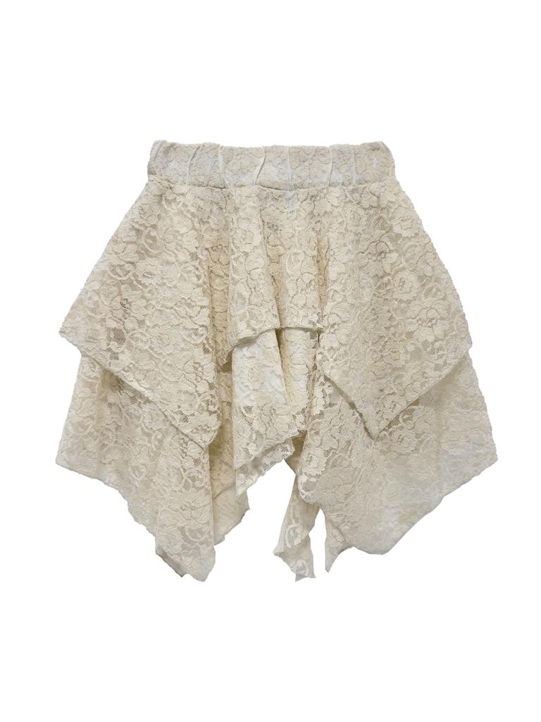Cecese Lace Up Lace Skirt Ivory