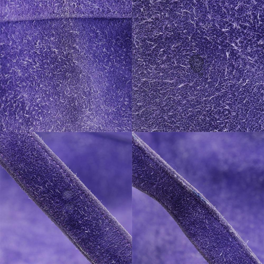 Hermes Market GM Shoulder Bag Purple Suede Women Used