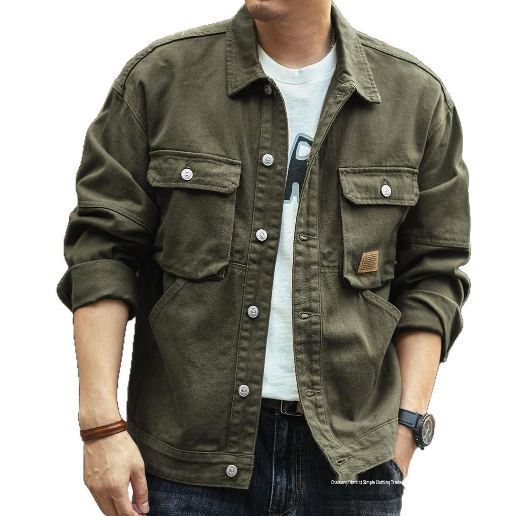 Men's Camouflage Denim Flight Jacket - Loose Korean Style for Spring & Autumn Casual Wear