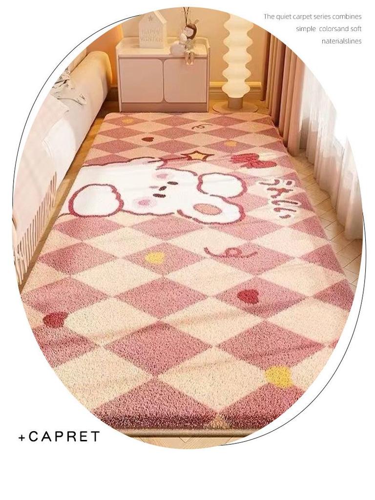 Adorable Cartoon Kids' Faux Cashmere Non-Slip Rug - Soft & Dirt-Resistant for Bedroom or Balcony