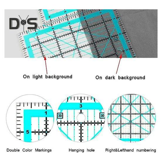 4Pcs Acrylic Quilting Ruler 4.5/6/9.5/12.5-Inch Square Fabric Cutting Patchwork Ruler with Clear Mark DIY Sewing Craft Projects Template