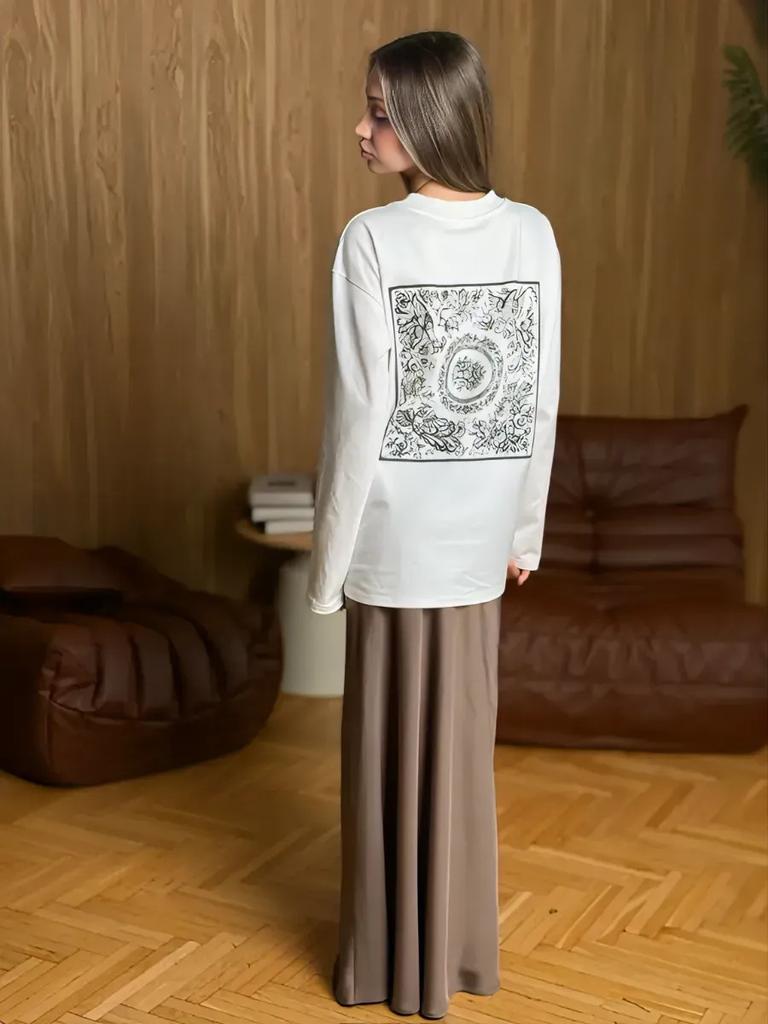 100% cotton t-shirt retro fashion niche design sense print versatile autumn top women