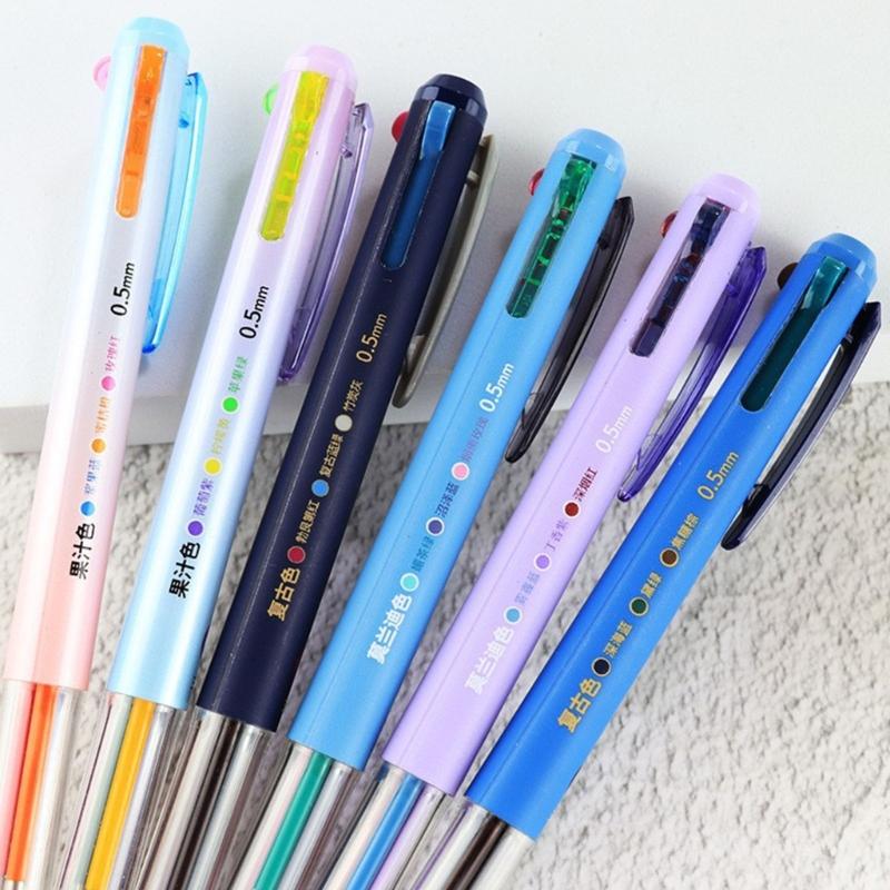 6Pcs Multicolored Gel Inks Pen 3 Color-in-1 Gel Pen 0.5MM Retractable Colored Gel Pen for Daily Journaling Note Taking
