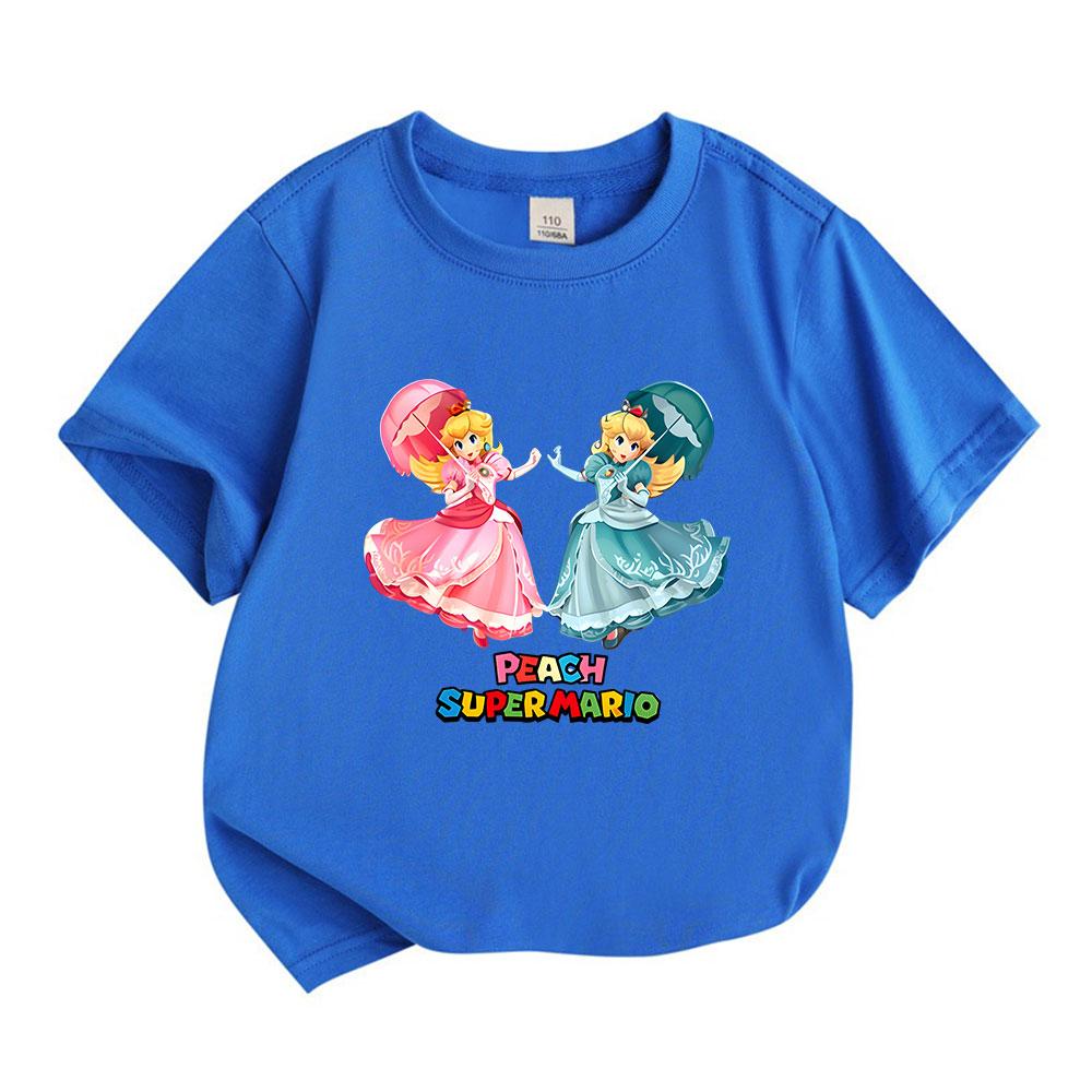 Kids Boys Girls Cute Princess Print T Shirts 100% Cotton O-Neck Short Sleeve Casual Summer Tee Tops for Children Daily Wear Party Gift