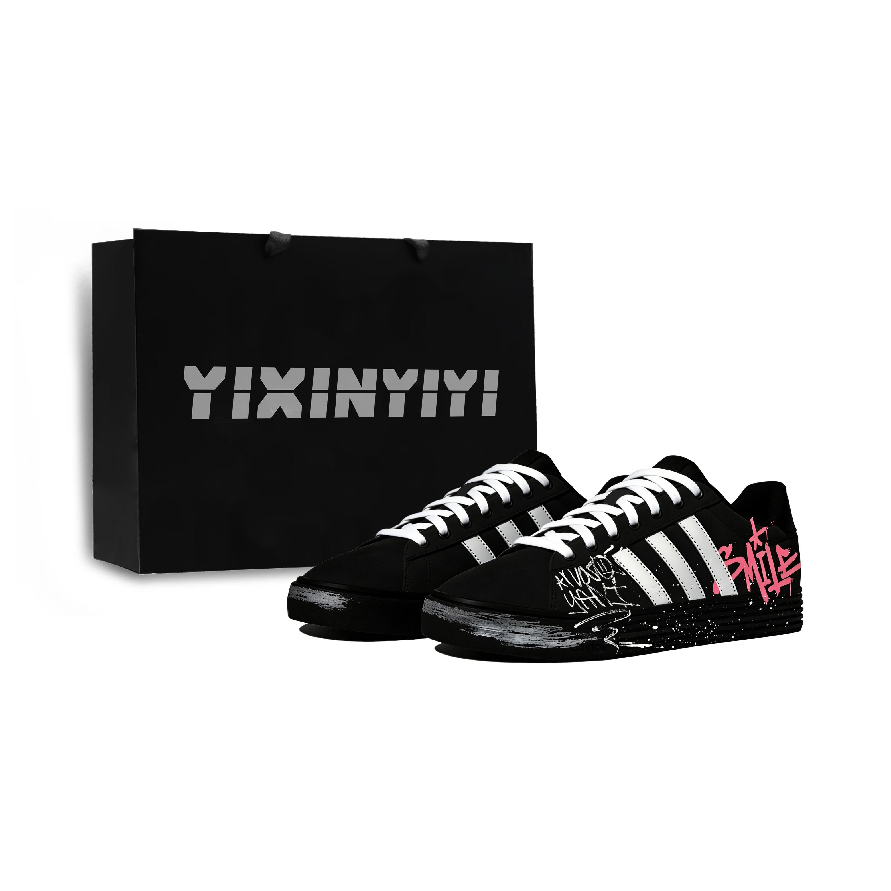 

Adidas Black Pink Graffiti Slip Resistant Low top Skateboard Shoes Unisex Black JI4355(Team1963-LD) 43⅓
