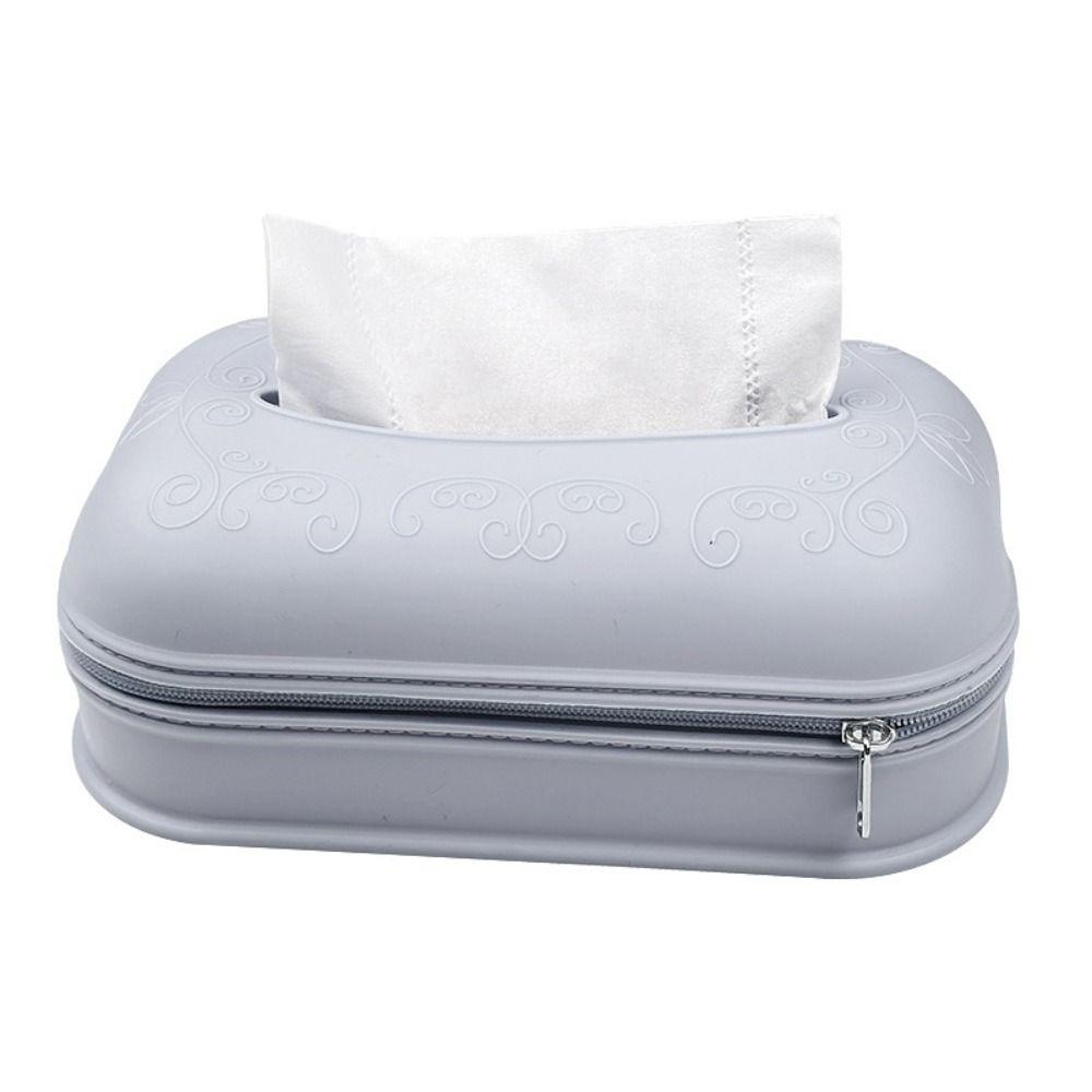 With Zipper Tissue Storage Box Waterproof Car Paper Box Silicone Tissue Box  Home Living Room